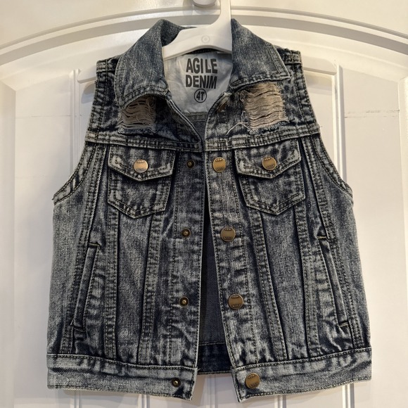 Agile Denim Toddler 3T Vest American Flag Back Accent - Picture 1 of 6